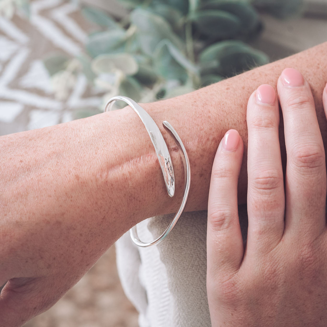 handmade open bangle bracelet