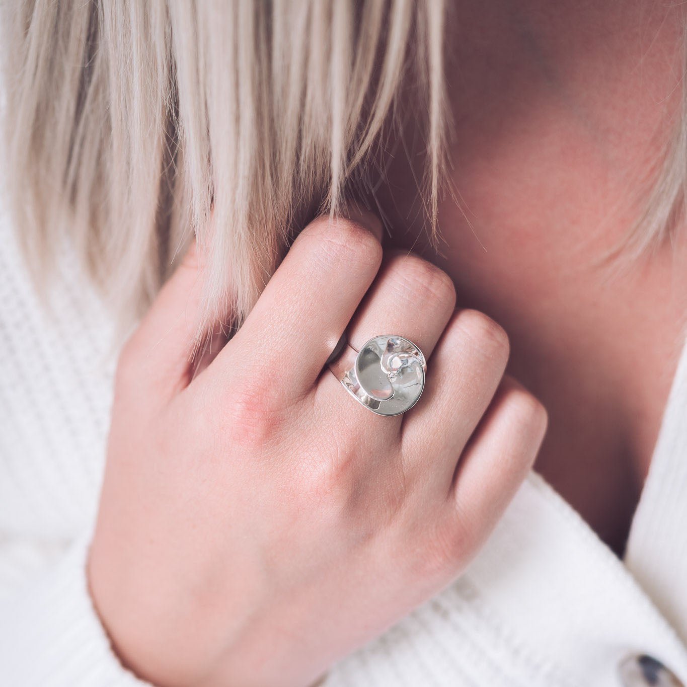 Poppy Silver Statement Ring - Rings