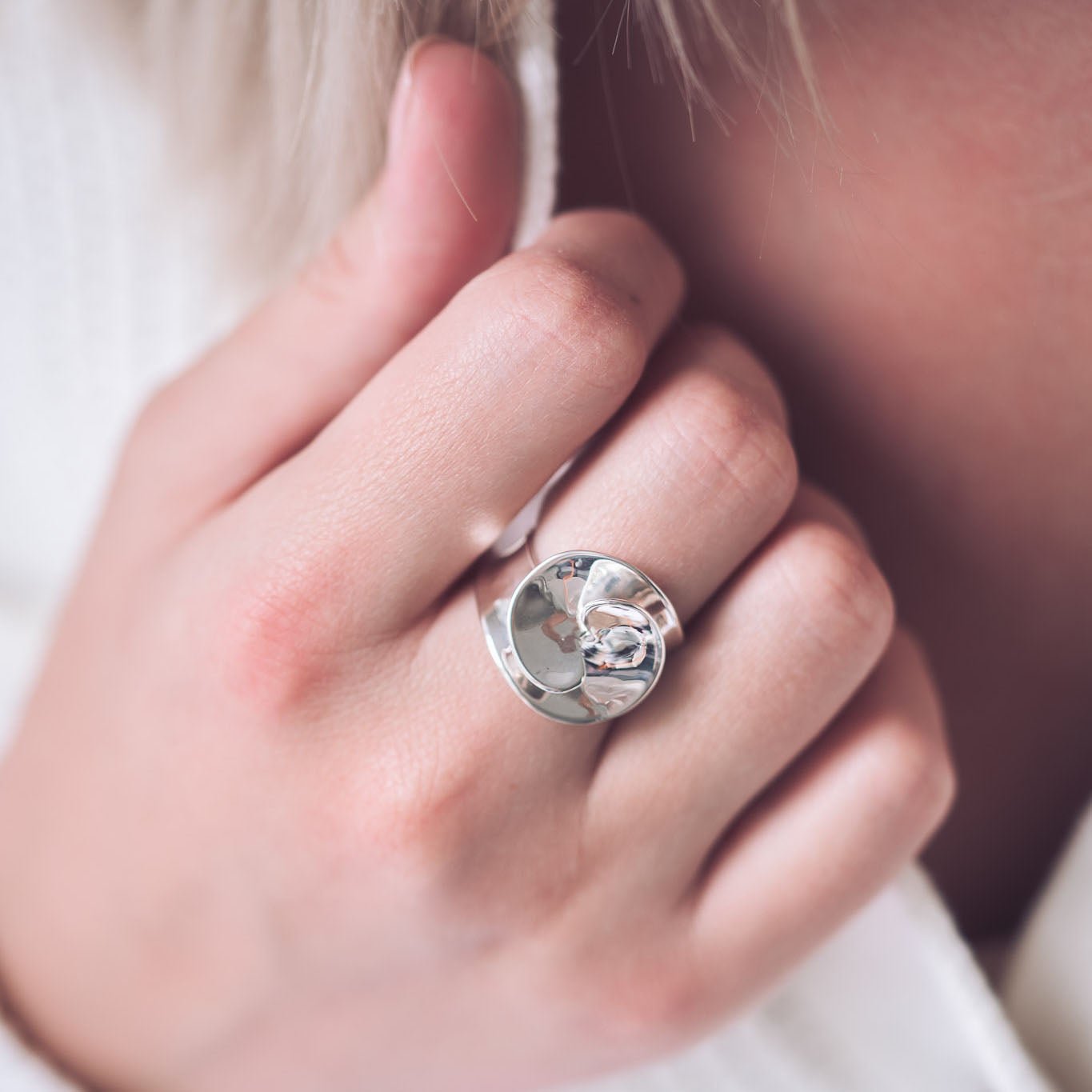 Poppy Silver Statement Ring - Rings
