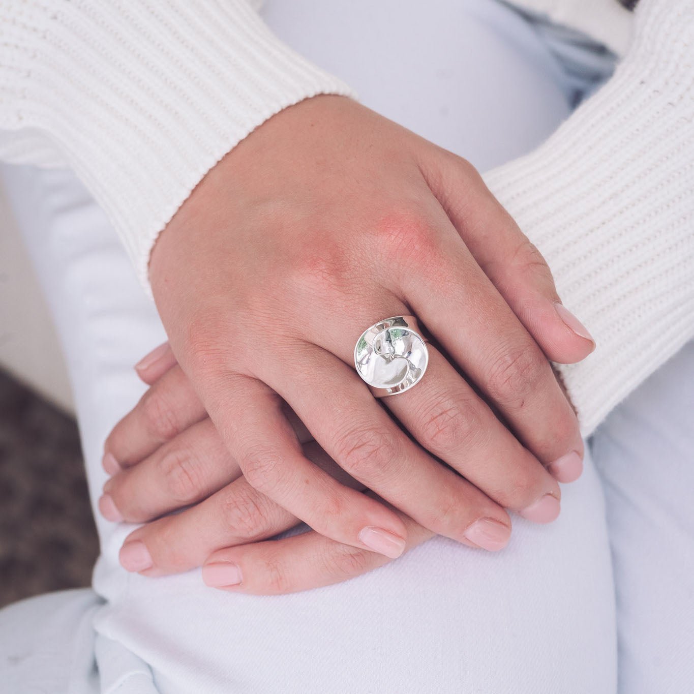 Poppy Silver Statement Ring - Rings