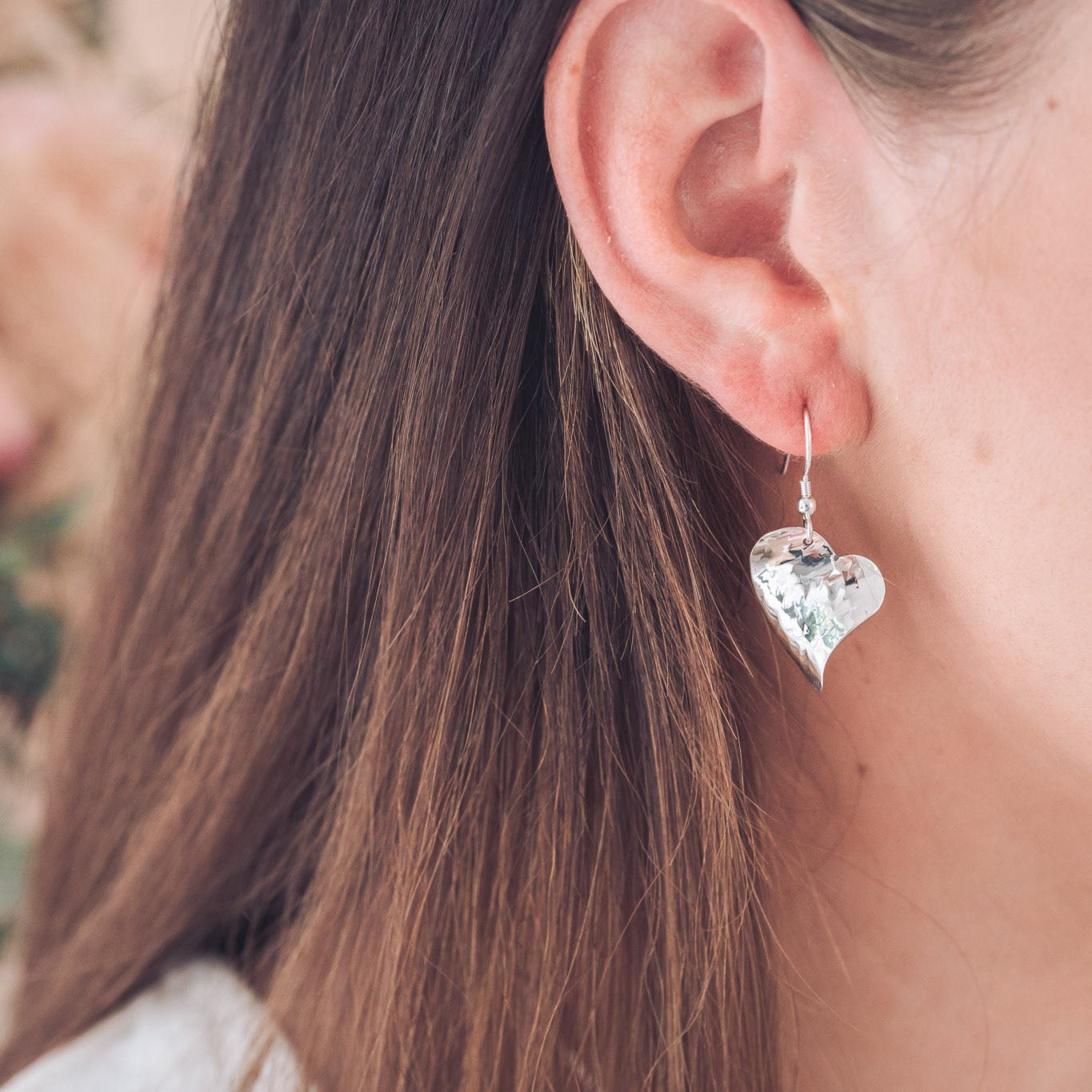 Rose Silver Heart Earrings - Earrings