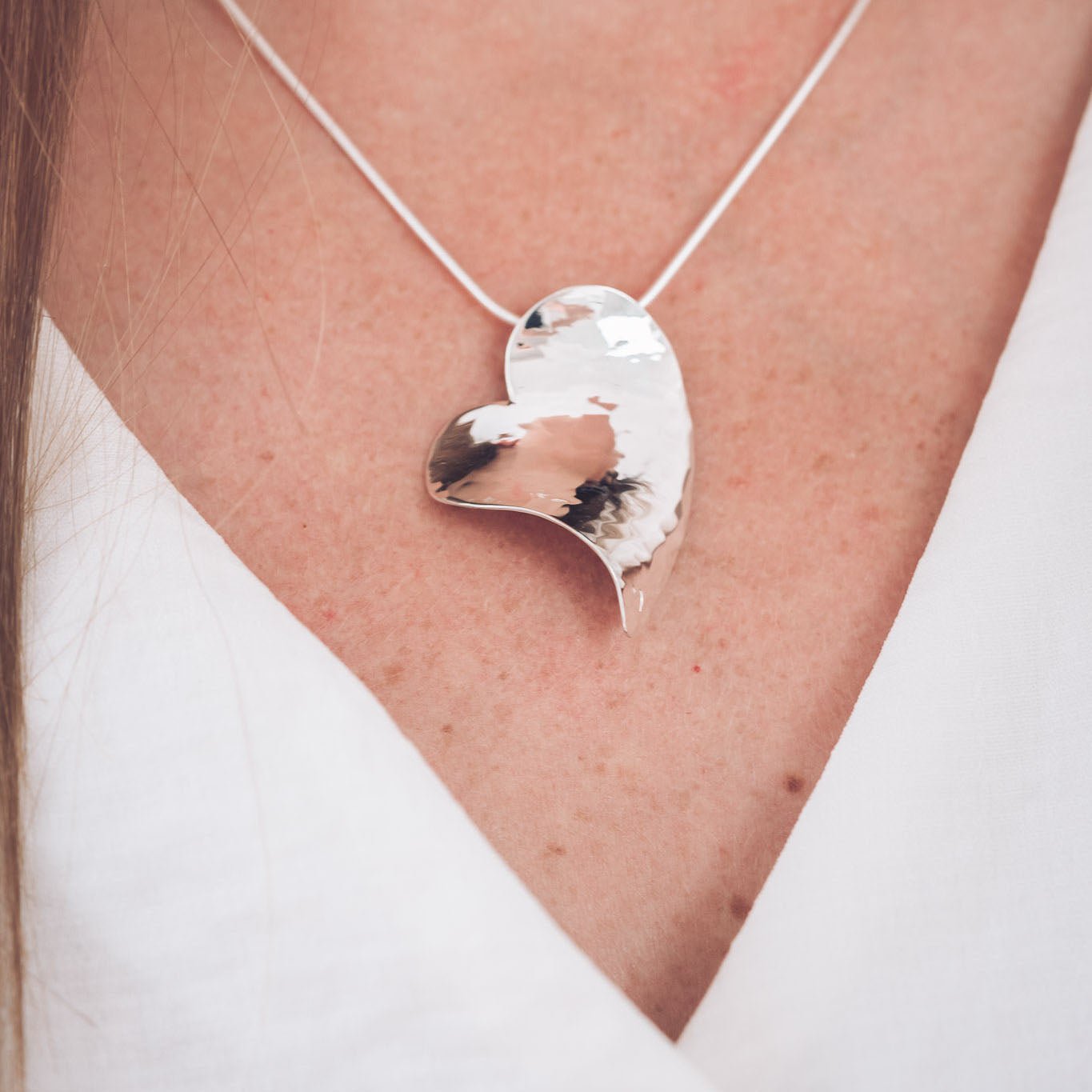 Rose Silver Heart Pendant Necklace - Pendants