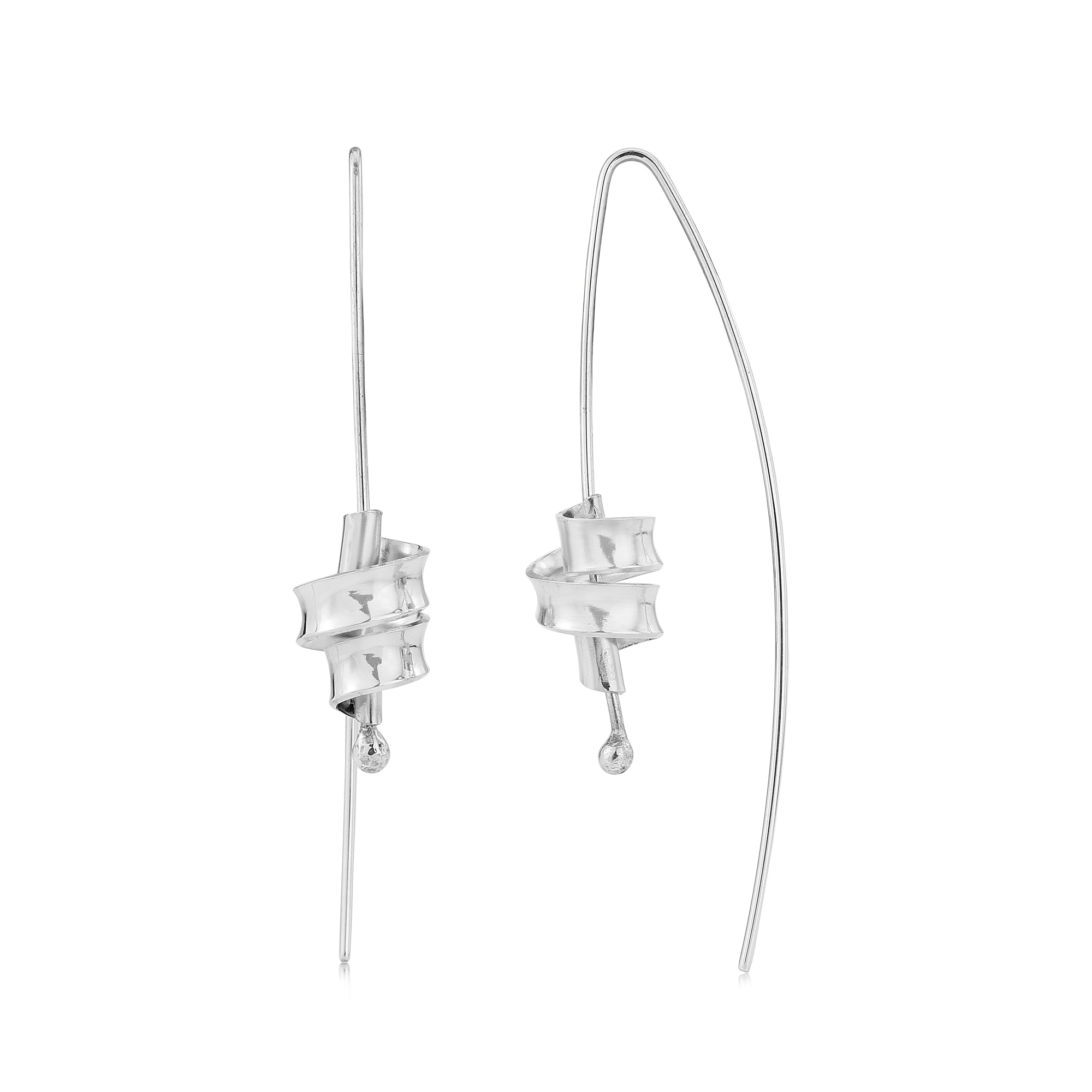 Sarah Ribbon Silver Earrings - Earrings