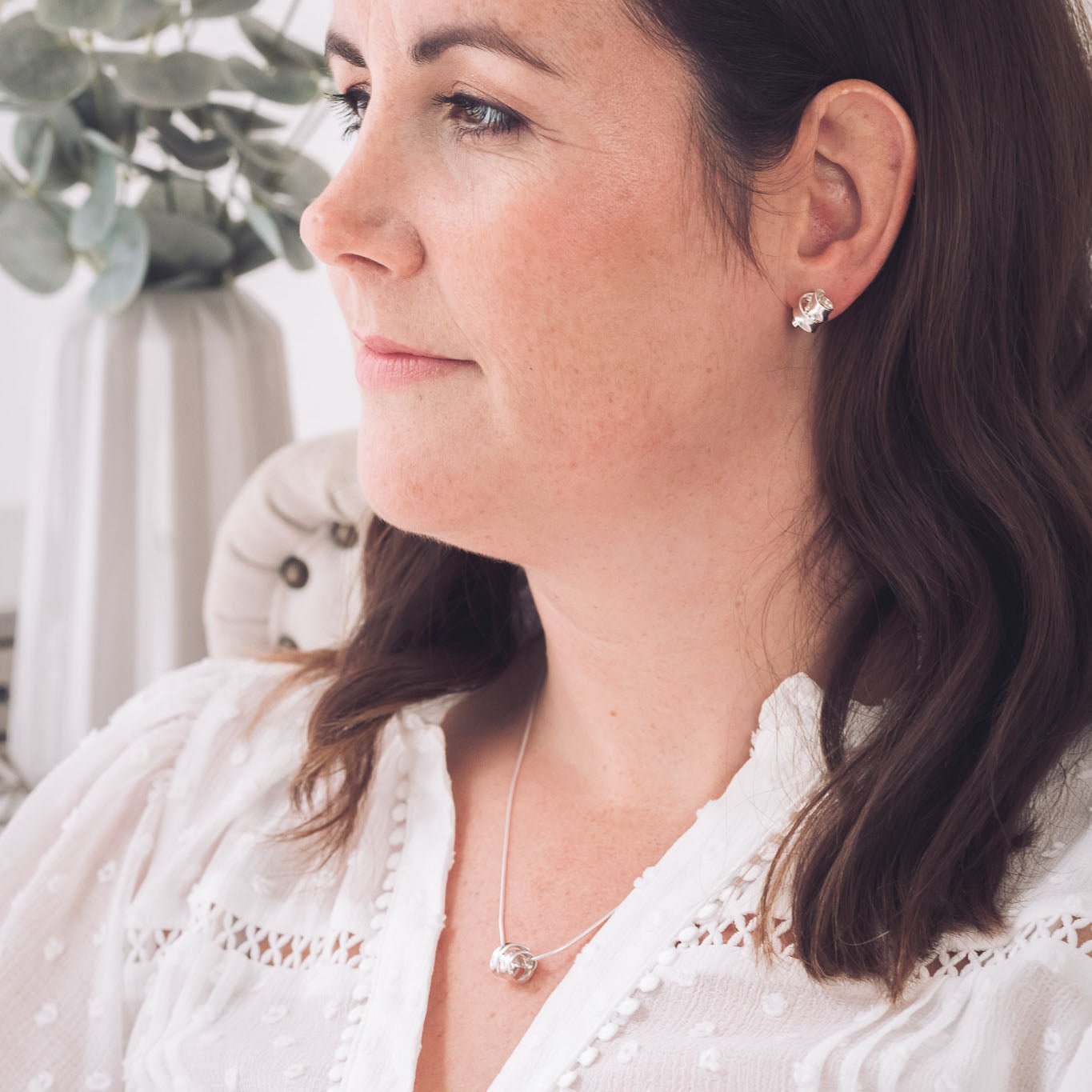 Sarah Ribbon Silver Pendant Necklace - Pendants