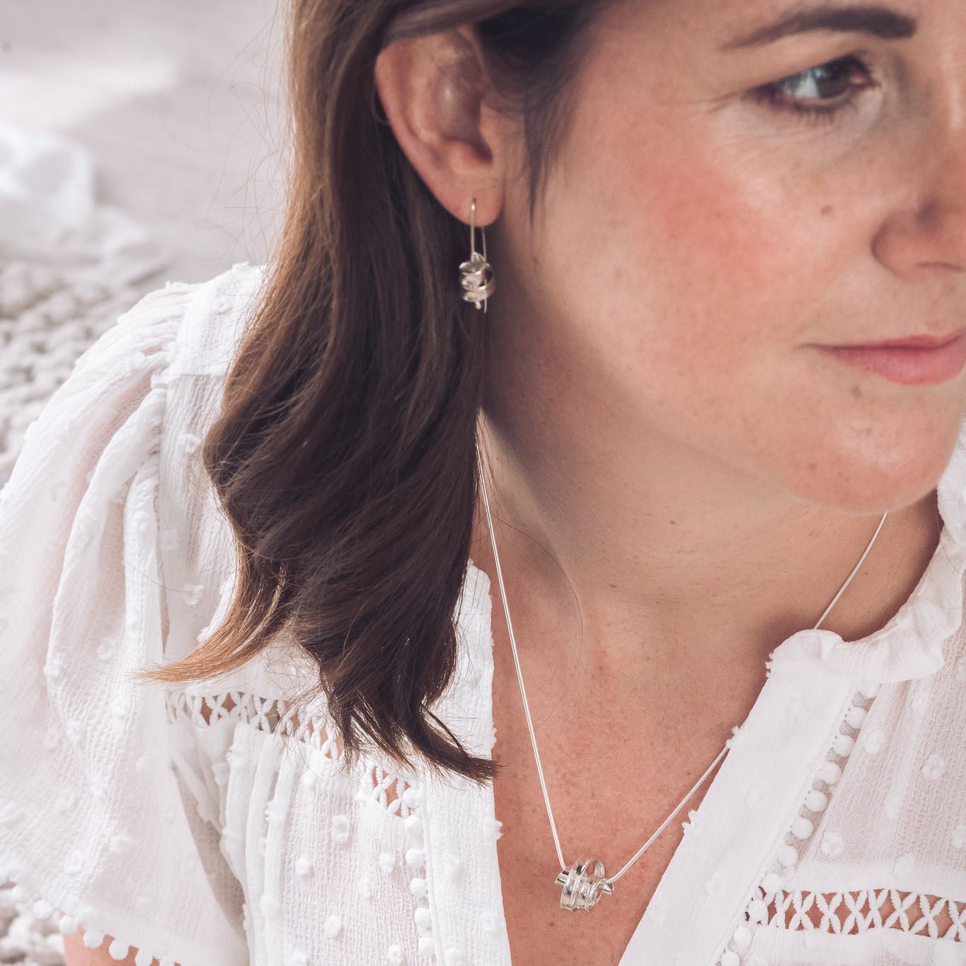 Sarah Ribbon Silver Pendant Necklace - Pendants