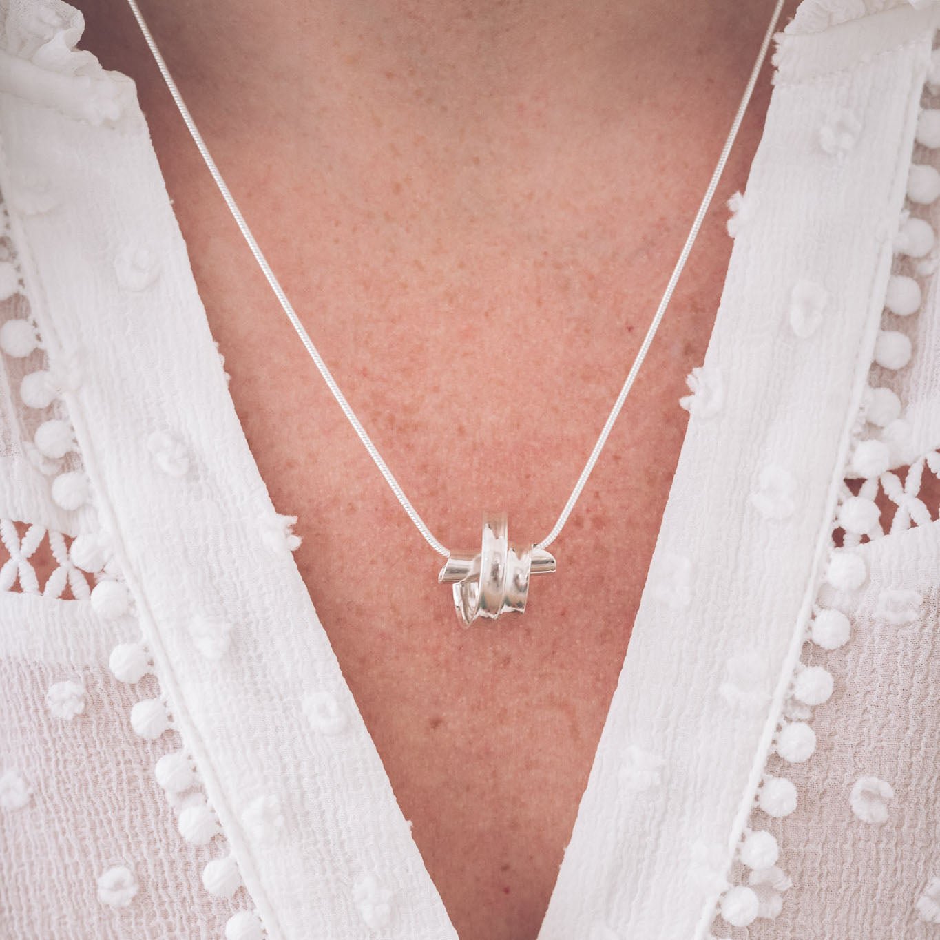 Sarah Ribbon Silver Pendant Necklace - Pendants