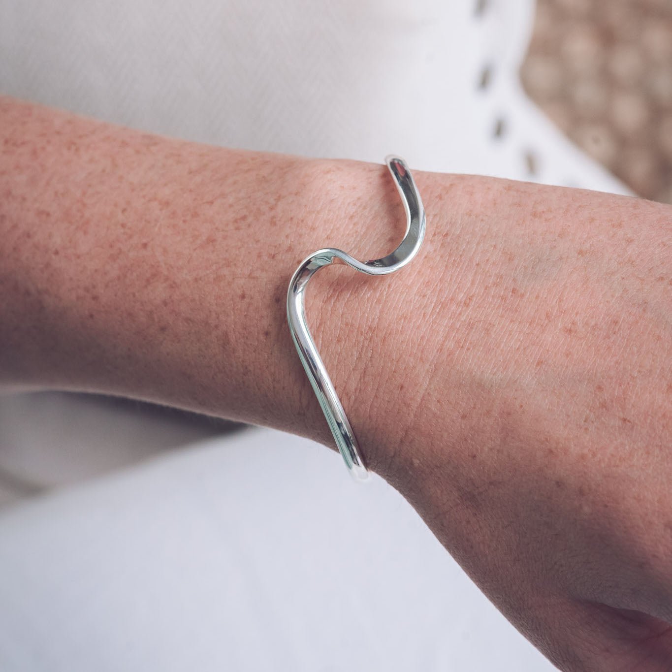 Serpentine Silver Cuff Bangle - Bangles