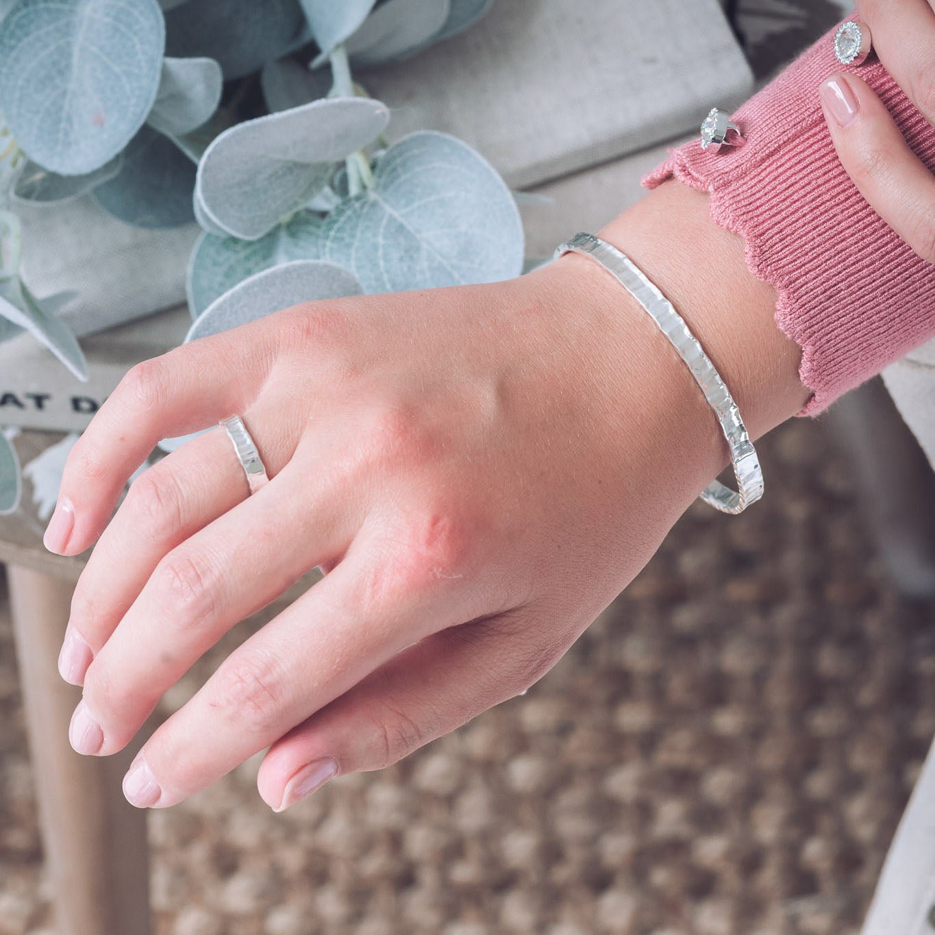Tabby Silver Bangle - Bangles